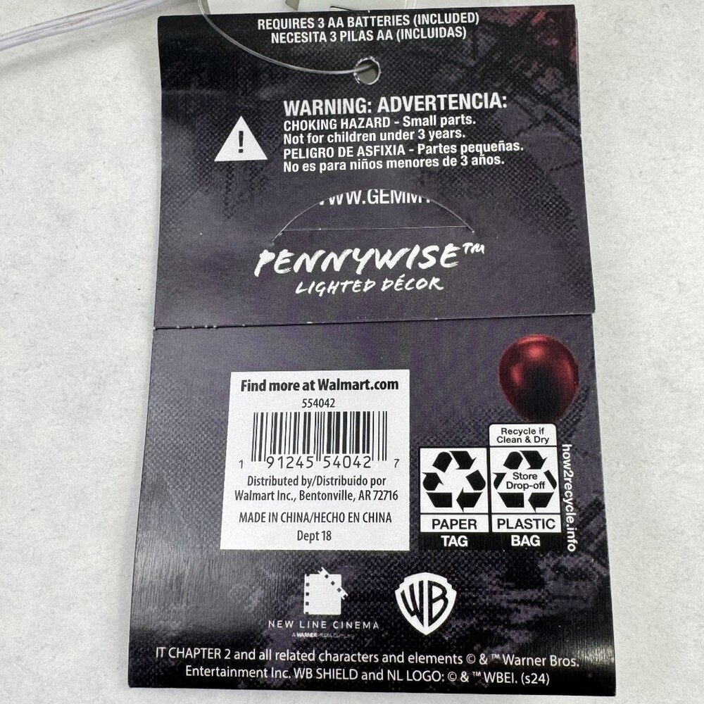 Pennywise Lighted Blow Mold 12" IT Chapter Two Gemmy Clown Battery 2024 NEW - Picture 11 of 13
